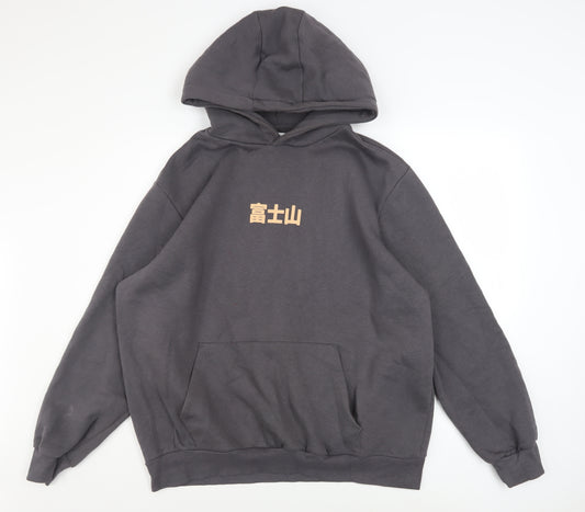 Primark Men's Grey Pullover Hoodie XL Japanese Art Print