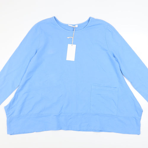 Amazing Woman Blue Long Sleeve Cotton Elastane Pullover Tunic Sweatshirt OS