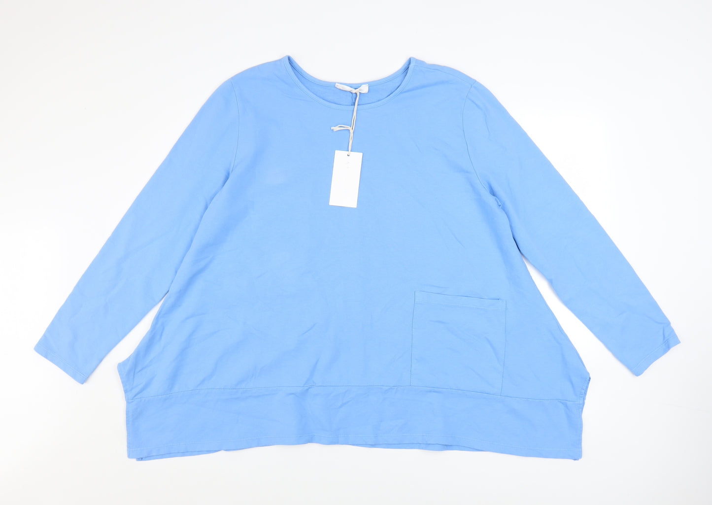 Amazing Woman Blue Long Sleeve Cotton Elastane Pullover Tunic Sweatshirt OS