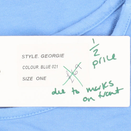 Amazing Woman Blue Long Sleeve Cotton Elastane Pullover Tunic Sweatshirt OS
