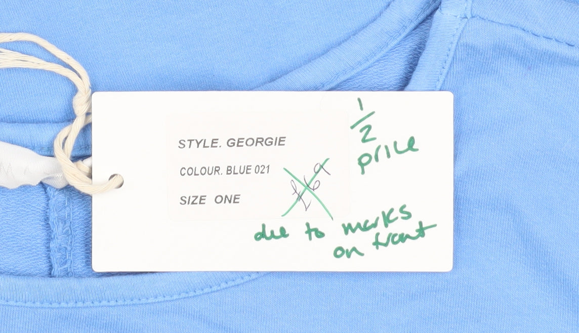 Amazing Woman Blue Long Sleeve Cotton Elastane Pullover Tunic Sweatshirt OS