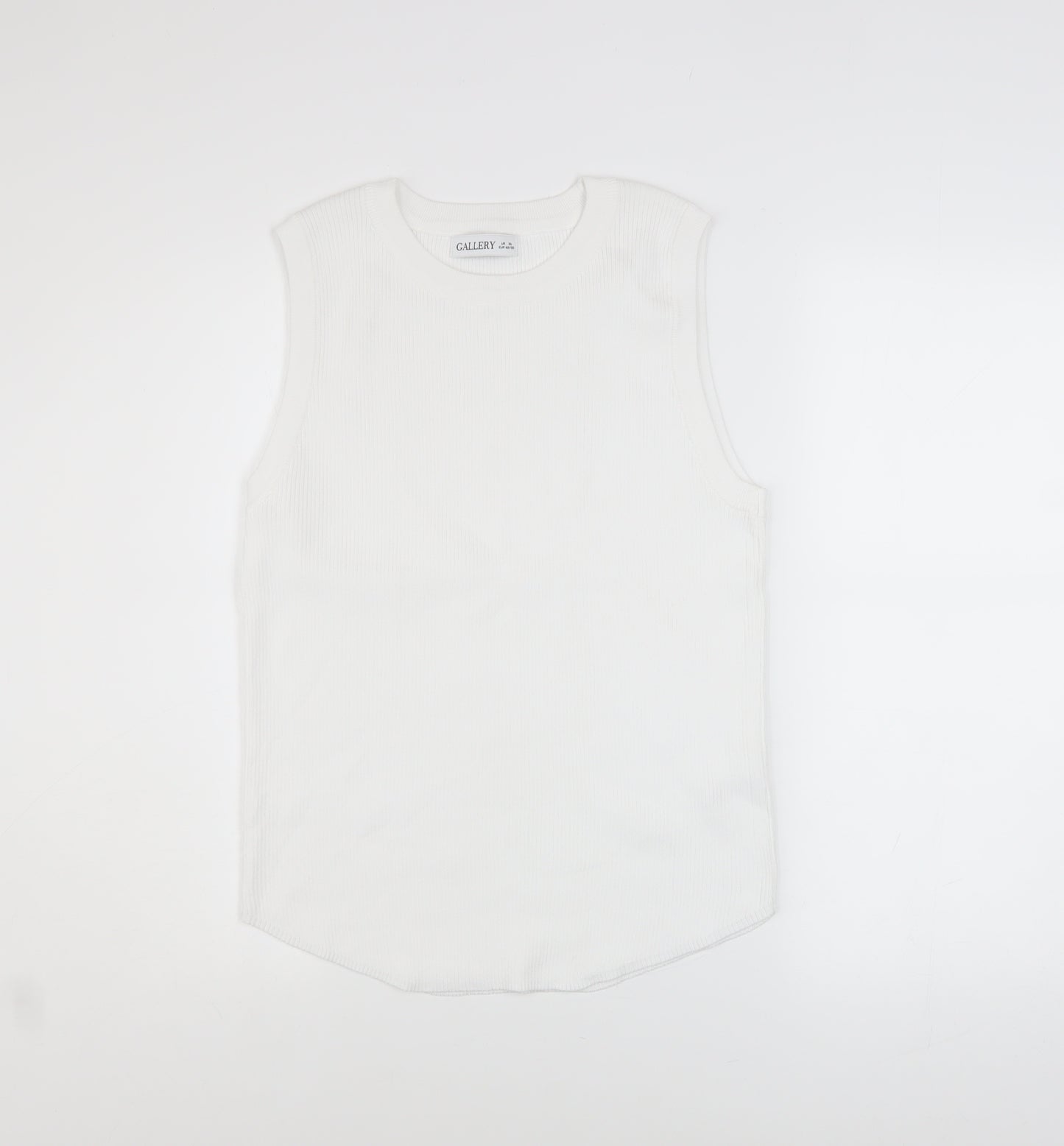 Gallery Women’s White Knit Tank Top XL Basic Sleeveless