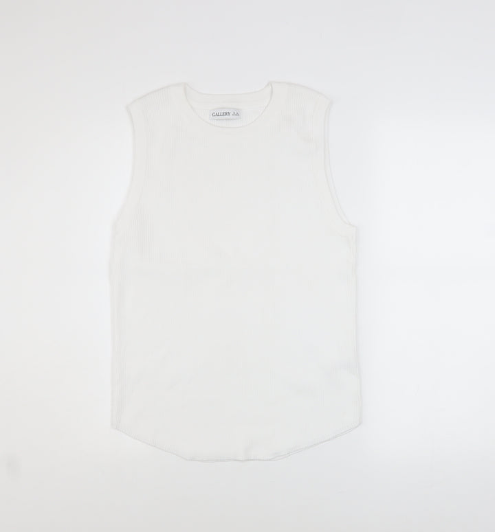 Gallery Women’s White Knit Tank Top XL Basic Sleeveless
