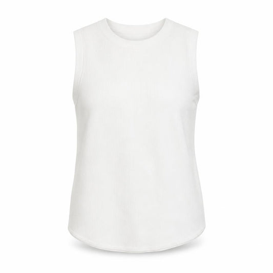 Front view of Gallery Women’s White Knit Tank Top XL Basic Sleeveless