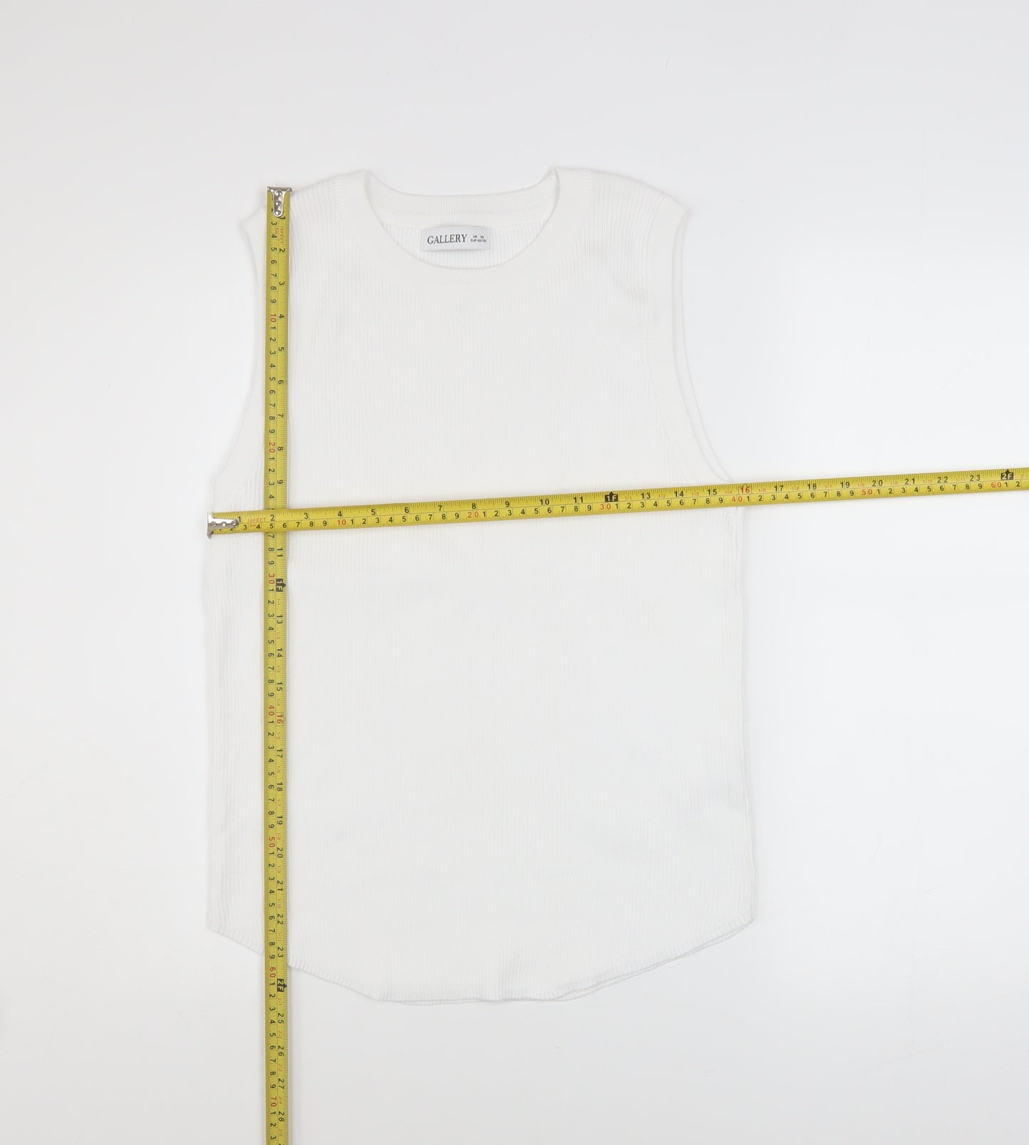 Gallery Women’s White Knit Tank Top XL Basic Sleeveless