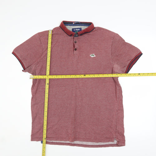 Le Shark Men's Red Polo Shirt Large Cotton Blend Short Sleeve