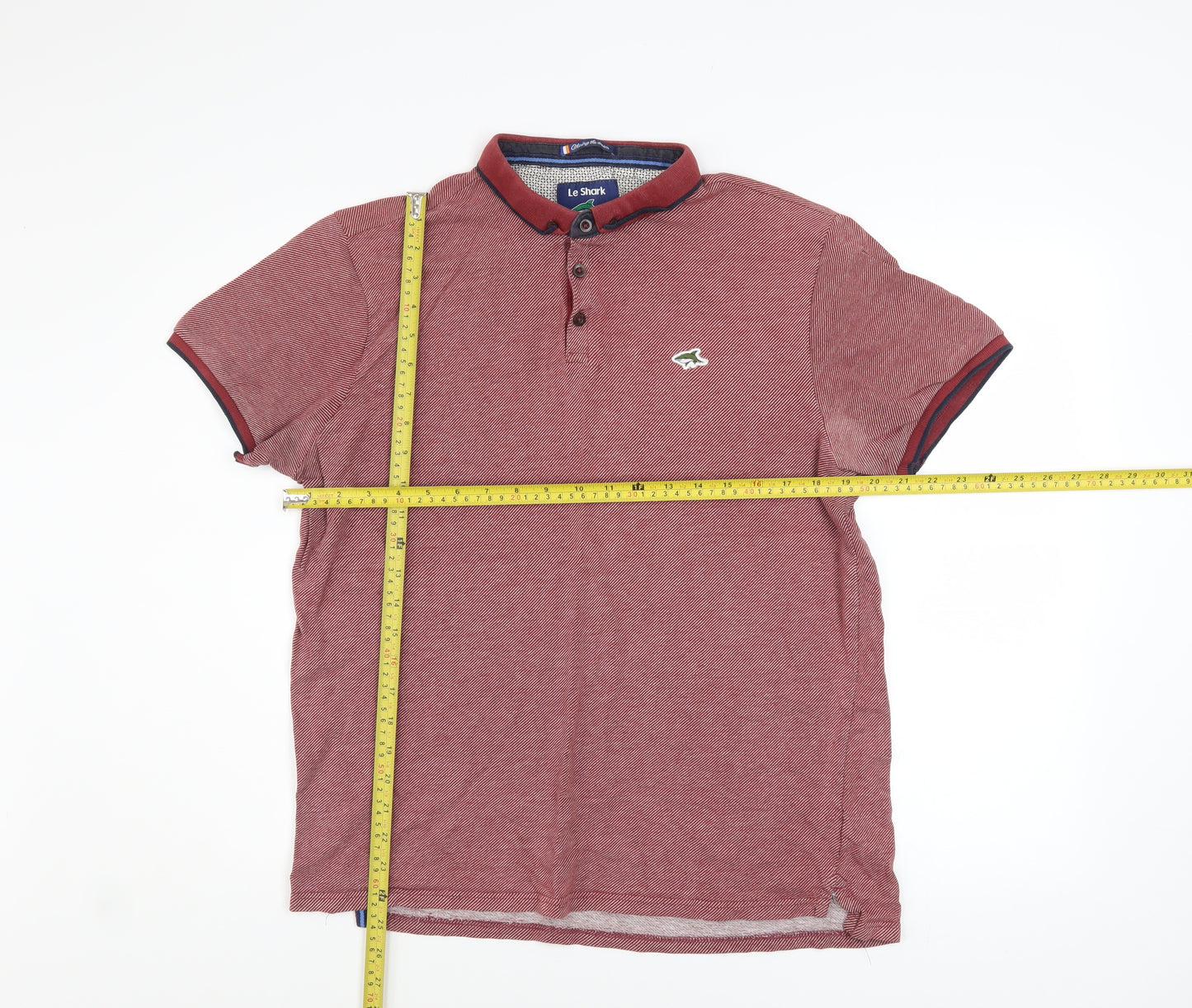 Le Shark Men's Red Polo Shirt Large Cotton Blend Short Sleeve