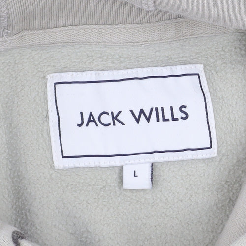 Jack Wills Men’s Beige Pullover Hoodie L Fleece Regular Fit