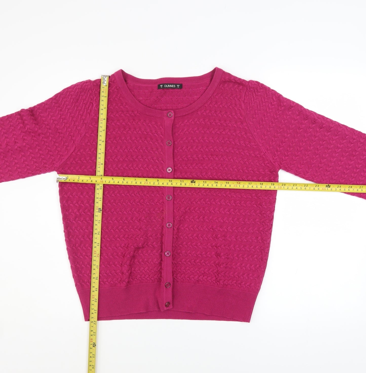 Dunnes Women’s Pink Cable Knit Button Cardigan Size 16