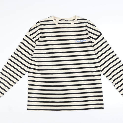 Dunnes Stores Women’s Ivory & Black Striped Cotton Pullover Sweatshirt Size S
