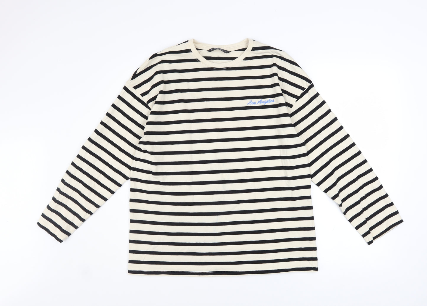 Dunnes Stores Women’s Ivory & Black Striped Cotton Pullover Sweatshirt Size S