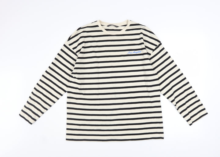 Dunnes Stores Women’s Ivory & Black Striped Cotton Pullover Sweatshirt Size S