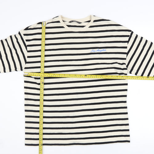 Dunnes Stores Women’s Ivory & Black Striped Cotton Pullover Sweatshirt Size S
