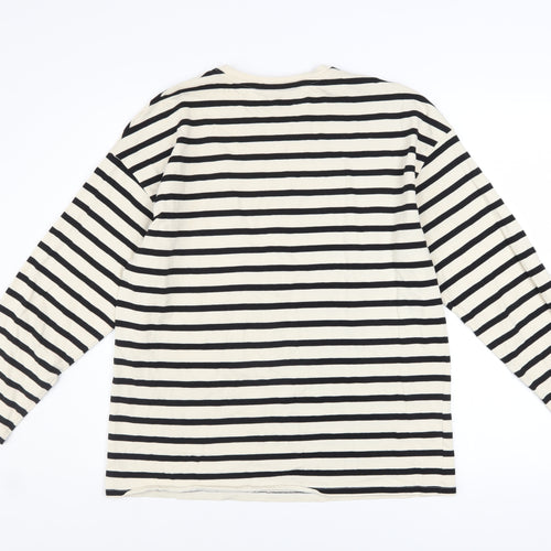 Dunnes Stores Women’s Ivory & Black Striped Cotton Pullover Sweatshirt Size S