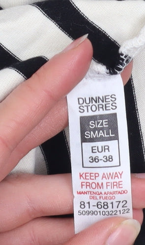 Dunnes Stores Women’s Ivory & Black Striped Cotton Pullover Sweatshirt Size S