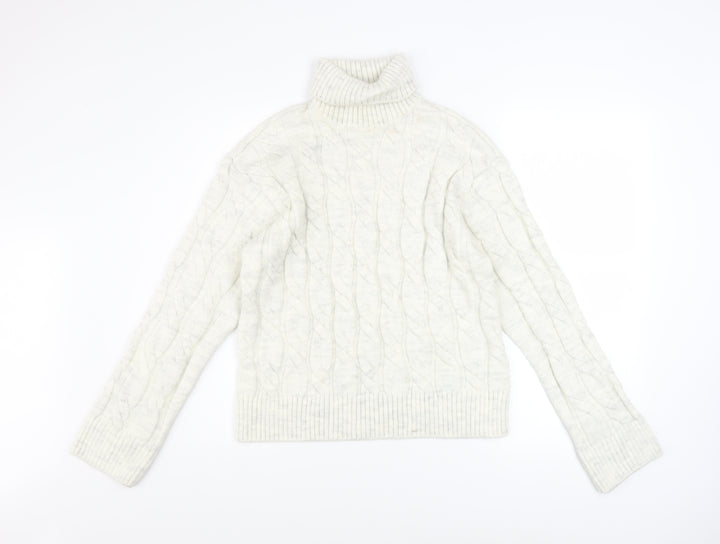 Marks and Spencer Women’s Ivory Roll Neck Cable Knit Jumper Size S