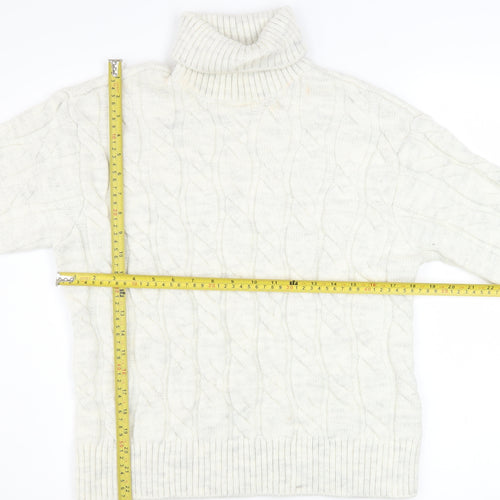 Marks and Spencer Women’s Ivory Roll Neck Cable Knit Jumper Size S