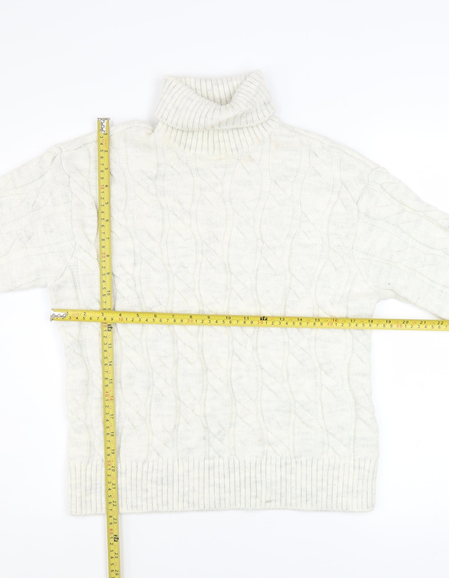 Marks and Spencer Women’s Ivory Roll Neck Cable Knit Jumper Size S