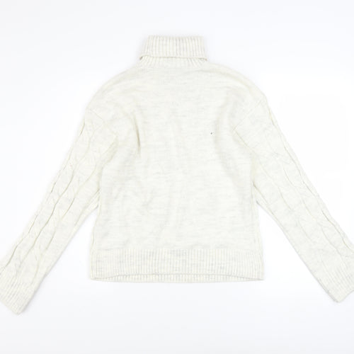 Marks and Spencer Women’s Ivory Roll Neck Cable Knit Jumper Size S