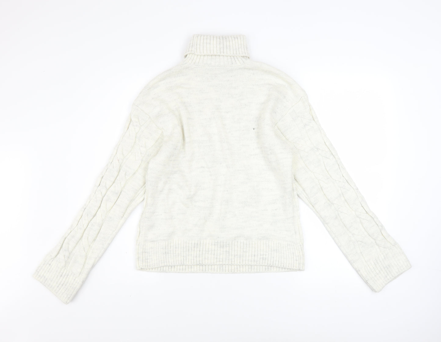 Marks and Spencer Women’s Ivory Roll Neck Cable Knit Jumper Size S