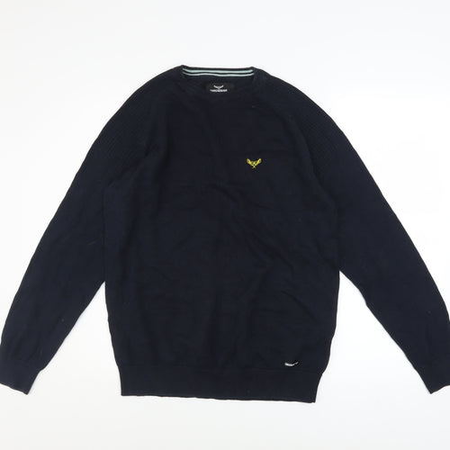 Threadbare Men's Blue Cotton Pullover Jumper M Crew Neck Logo