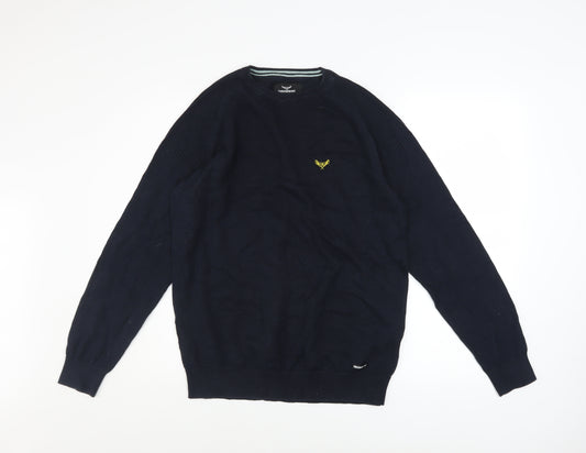 Threadbare Men's Blue Cotton Pullover Jumper M Crew Neck Logo