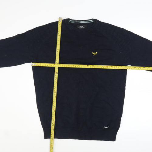 Threadbare Men's Blue Cotton Pullover Jumper M Crew Neck Logo