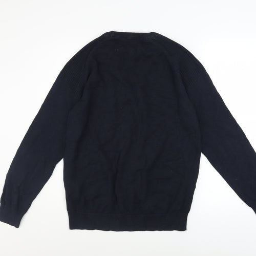 Threadbare Men's Blue Cotton Pullover Jumper M Crew Neck Logo