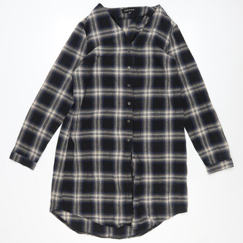 Parisian Womens Blue Check Long Sleeve Tunic Shirt UK 14