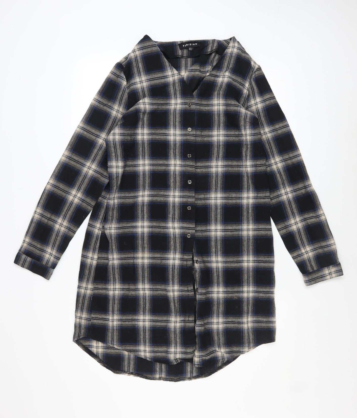 Parisian Womens Blue Check Long Sleeve Tunic Shirt UK 14
