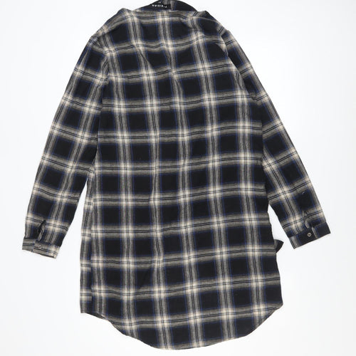 Parisian Womens Blue Check Long Sleeve Tunic Shirt UK 14