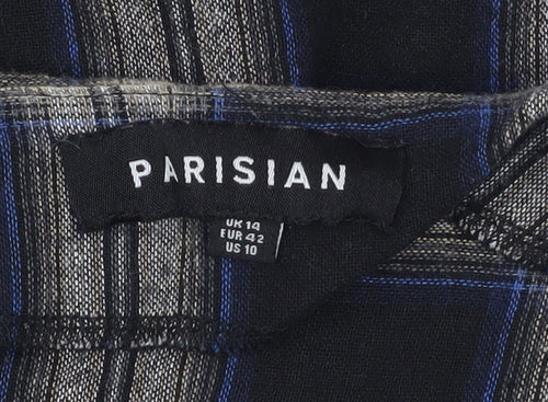 Parisian Womens Blue Check Long Sleeve Tunic Shirt UK 14