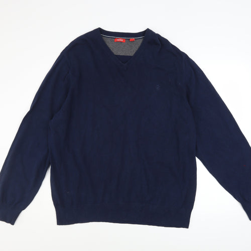 IZOD Men's Blue XL V-Neck Cotton Pullover Jumper