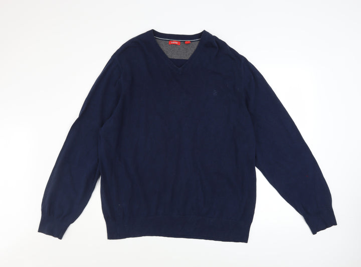 IZOD Men's Blue XL V-Neck Cotton Pullover Jumper