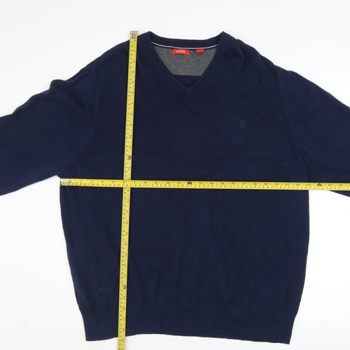 IZOD Men's Blue XL V-Neck Cotton Pullover Jumper
