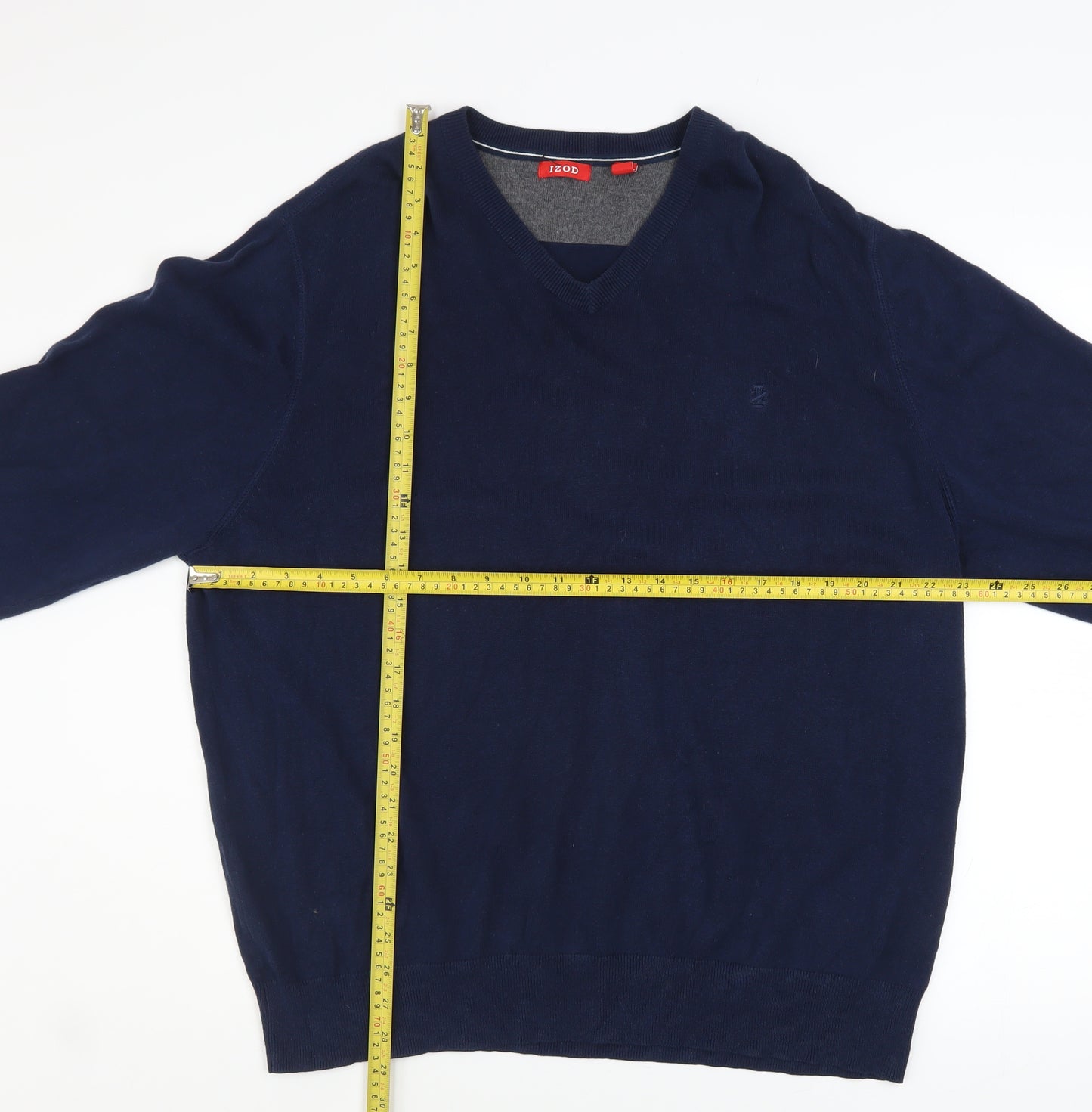 IZOD Men's Blue XL V-Neck Cotton Pullover Jumper