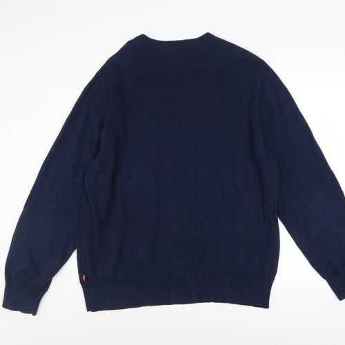 IZOD Men's Blue XL V-Neck Cotton Pullover Jumper