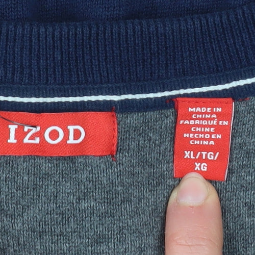 IZOD Men's Blue XL V-Neck Cotton Pullover Jumper