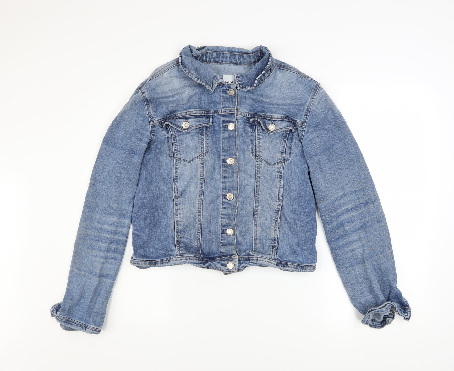 Kensie Jeans Women's Blue Denim Button Jacket Size L Casual Classic