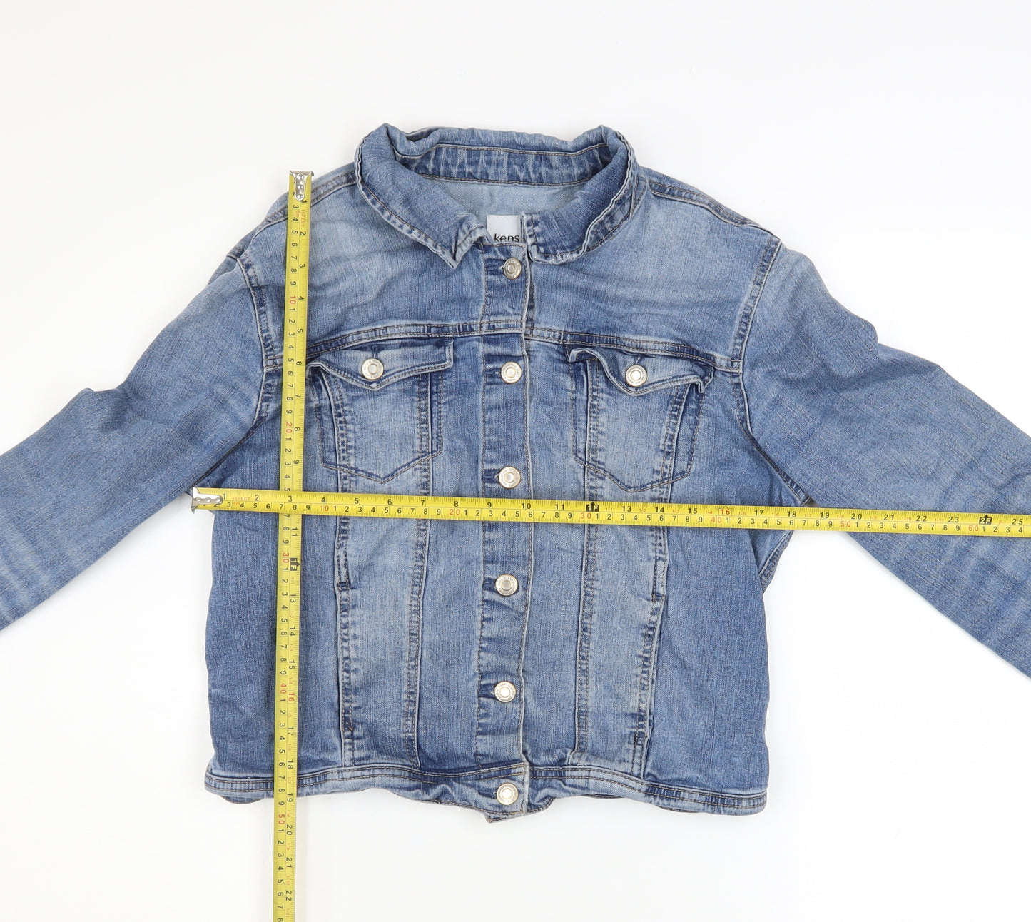 Kensie Jeans Women's Blue Denim Button Jacket Size L Casual Classic