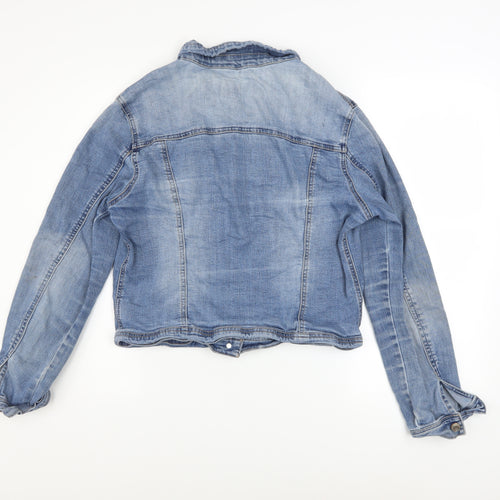 Kensie Jeans Women's Blue Denim Button Jacket Size L Casual Classic