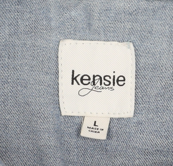 Kensie Jeans Women's Blue Denim Button Jacket Size L Casual Classic