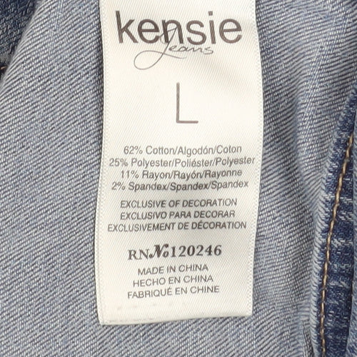 Kensie Jeans Women's Blue Denim Button Jacket Size L Casual Classic