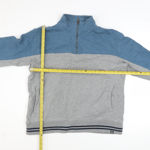 Marks and Spencer Men’s Grey & Blue 1/2 Zip Sweatshirt XL Regular Fit