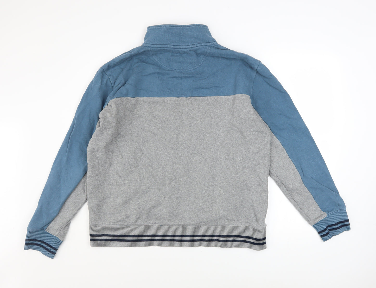 Marks and Spencer Men’s Grey & Blue 1/2 Zip Sweatshirt XL Regular Fit