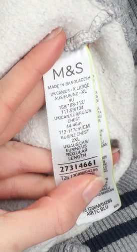 Marks and Spencer Men’s Grey & Blue 1/2 Zip Sweatshirt XL Regular Fit