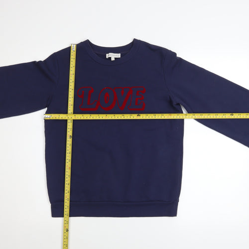 Warehouse Womens Navy Blue LOVE Sweatshirt Small Pullover Casual