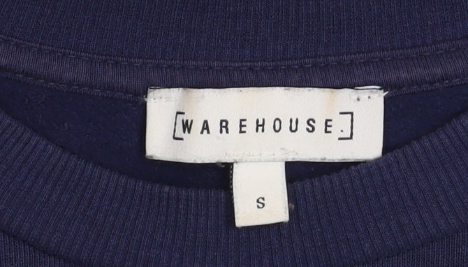 Warehouse Womens Navy Blue LOVE Sweatshirt Small Pullover Casual