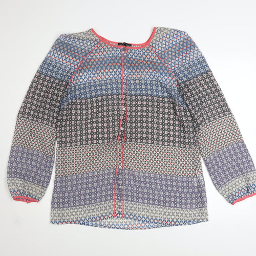 Mexx Women Multicoloured Geometric Tunic Blouse Size 16 Long Sleeve