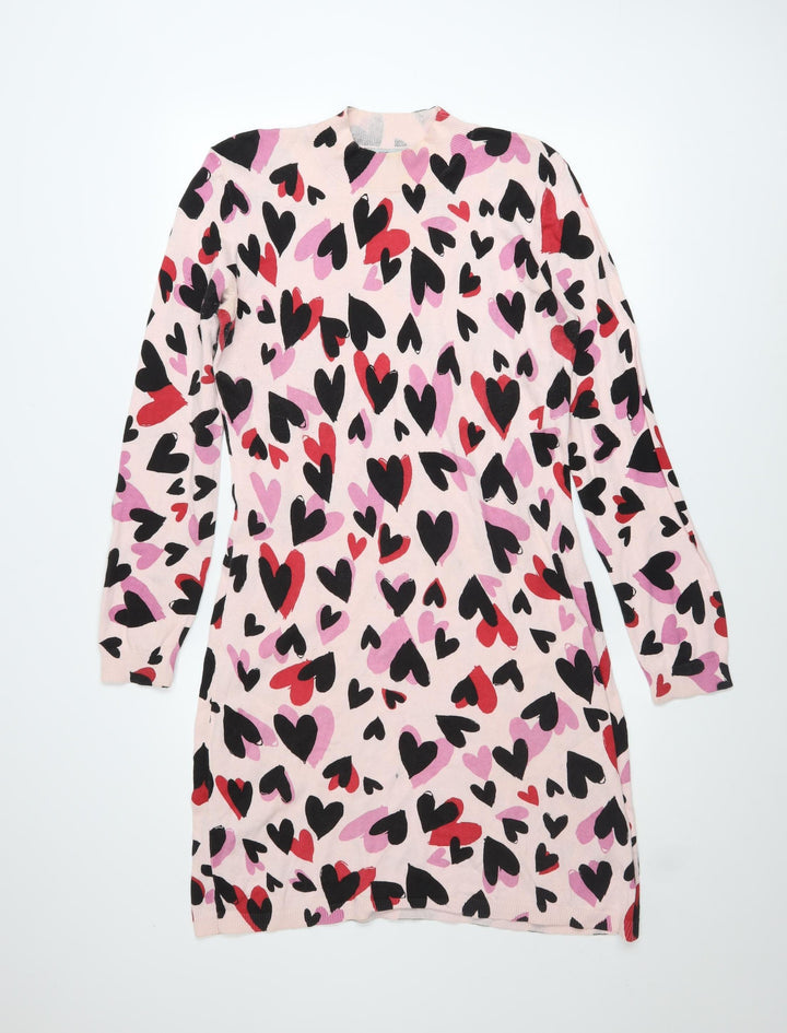 Oasis Women’s Multicoloured Heart Print Cotton Sweater Dress M